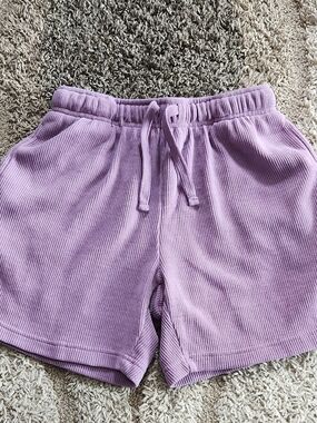 Negative Space Ribbed Lavender Athletic Thick Lounging Athletic Drawstring Short